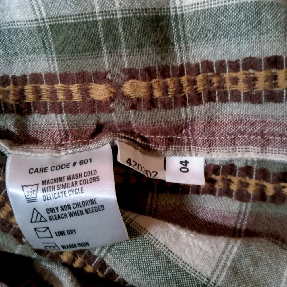 Vintage Casey And Max Blouse Women L Brown Plaid Embroidered Leaf Leaves Fall - Picture 8 of 15
